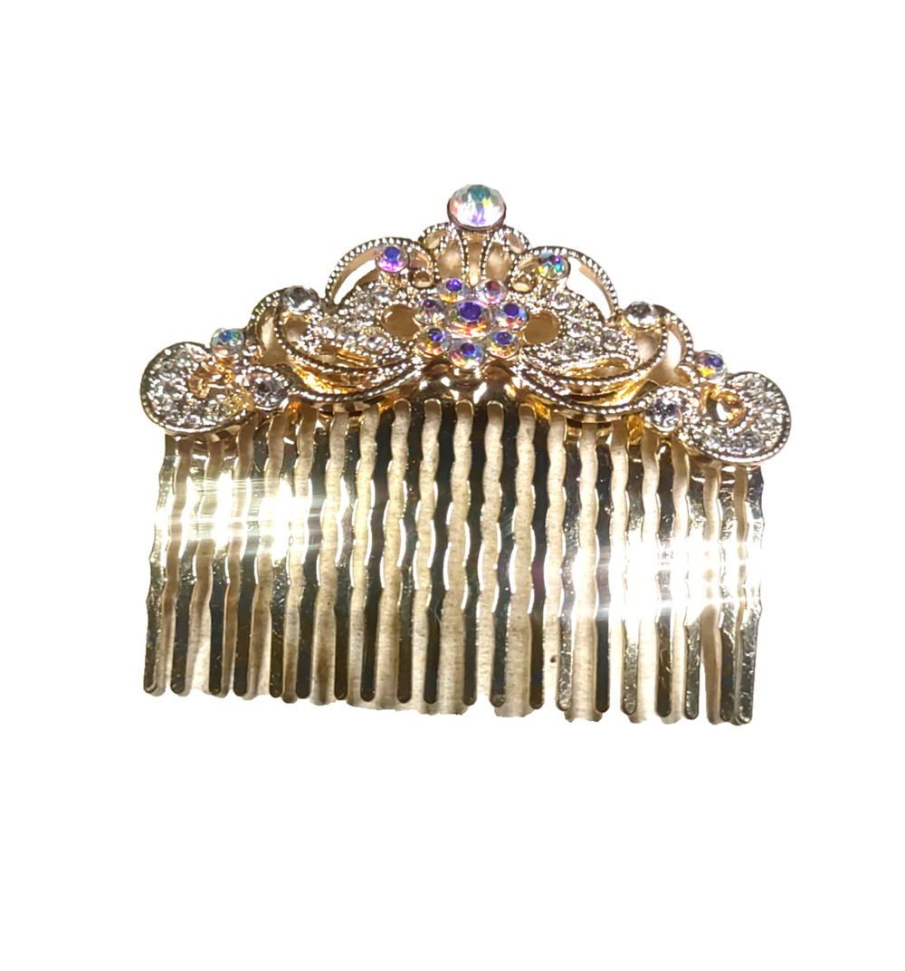 Glamorous Hair Comb Rose Gold Rhinestones Metal Feminine Party